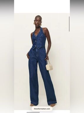 Reformation Deep Indigo Wide-Leg High-Rise Jeans